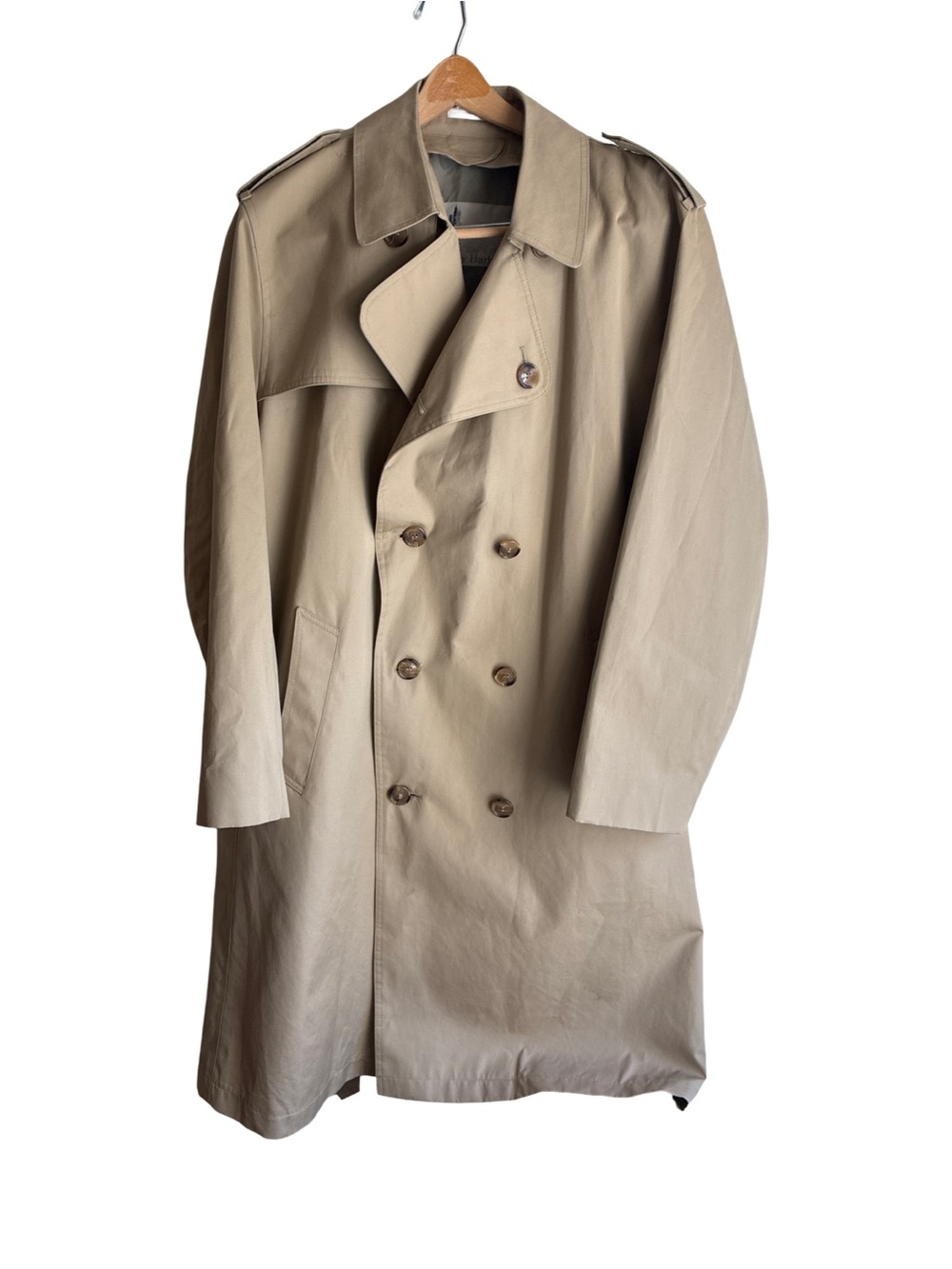 Men's Double-Breasted Beige Trench Coat - Classic Overcoat